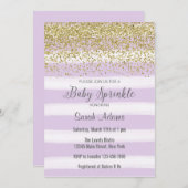 Purple Stripes Watercolor Baby Sprinkle Invitation (Front/Back)