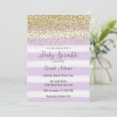 Purple Stripes Watercolor Baby Sprinkle Invitation (Standing Front)