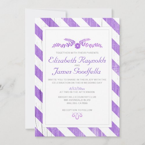 Purple Stripes Wedding Invitations