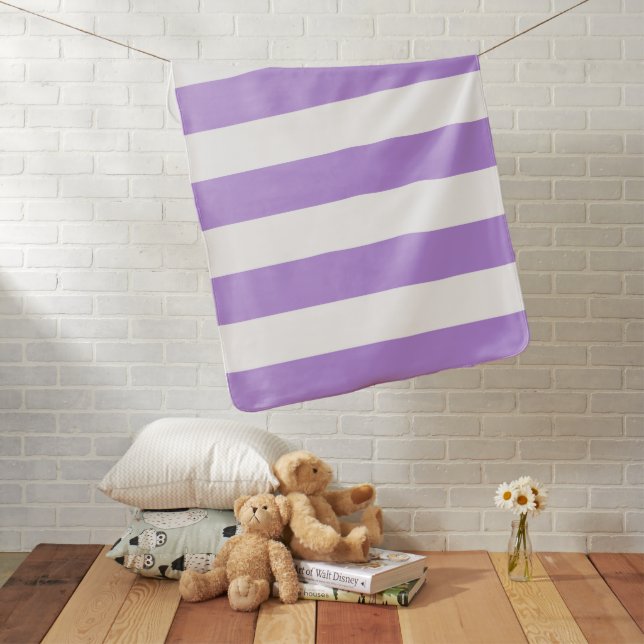 Purple Stripes, White Stripes, Striped Pattern Baby Blanket (In Situ)