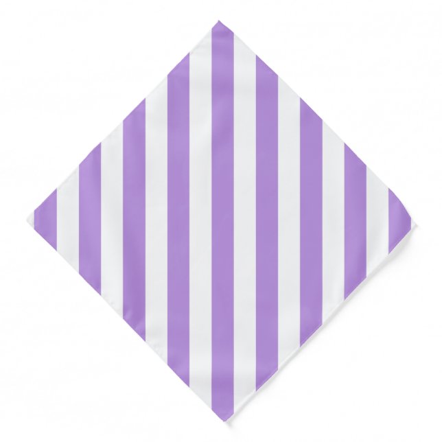 Purple Stripes, White Stripes, Striped Pattern Bandana (Front)