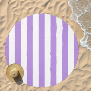 Purple Stripes, White Stripes, Striped Pattern Beach Towel