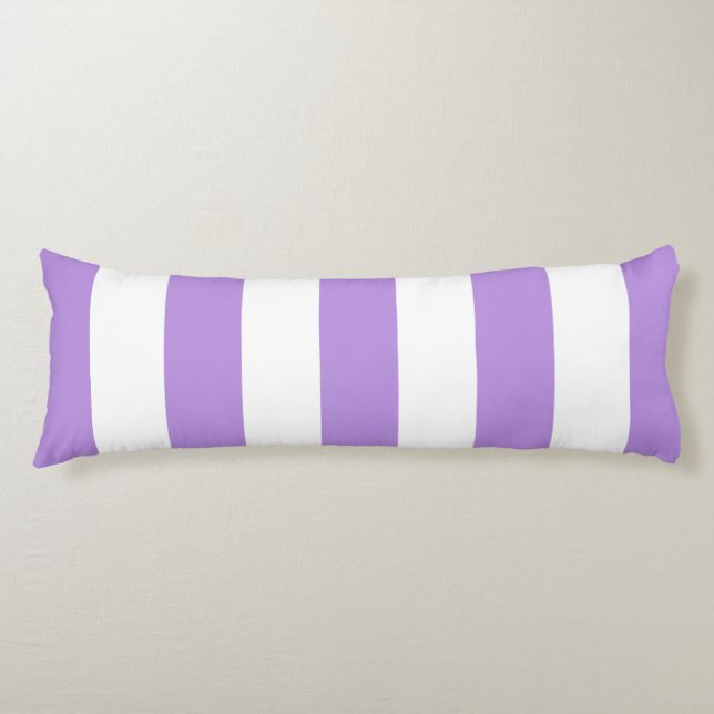 Purple Stripes, White Stripes, Striped Pattern Body Pillow (Front)