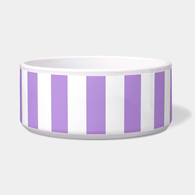 Purple Stripes, White Stripes, Striped Pattern Bowl (Front)