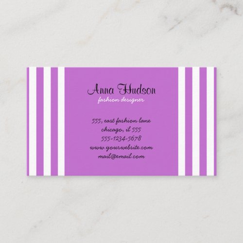 Artistic Retro Chic Stripes Lines White Purple Business Card