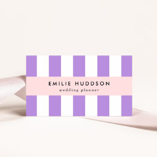 Purple Stripes, White Stripes, Striped Pattern Business Card