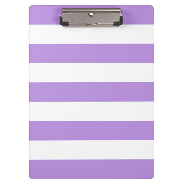 Purple Stripes, White Stripes, Striped Pattern Clipboard (Front)