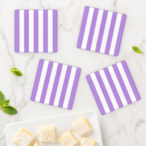 Purple Stripes White Stripes Striped Pattern Coaster Set