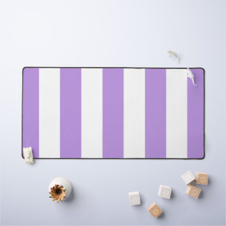 Purple Stripes, White Stripes, Striped Pattern Desk Mat