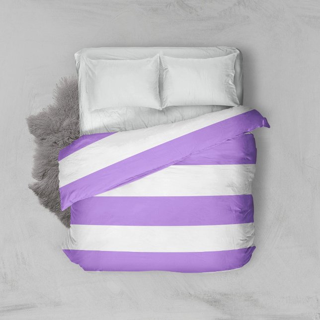 Purple Stripes, White Stripes, Striped Pattern Duvet Cover (Creator Uploaded)