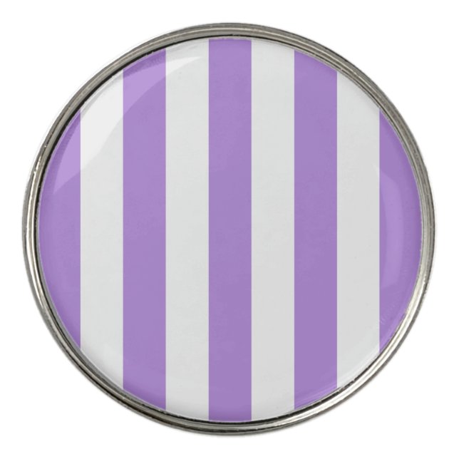 Purple Stripes, White Stripes, Striped Pattern Golf Ball Marker (Front)