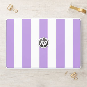 Purple Stripes, White Stripes, Striped Pattern HP Laptop Skin