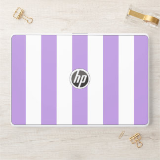 Purple Stripes, White Stripes, Striped Pattern HP Laptop Skin