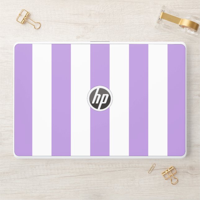 Purple Stripes, White Stripes, Striped Pattern HP Laptop Skin (Desk)