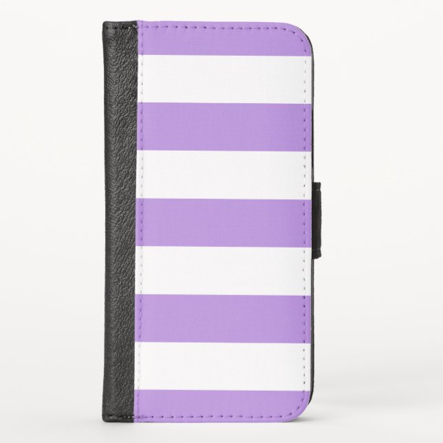 Purple Stripes, White Stripes, Striped Pattern iPhone Wallet Case (Front)