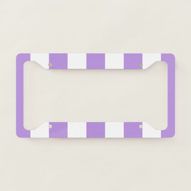 Purple Stripes, White Stripes, Striped Pattern License Plate Frame (Front)