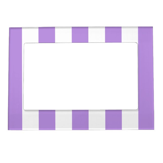Purple Stripes, White Stripes, Striped Pattern Magnetic Frame (Front)