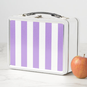 Purple Stripes, White Stripes, Striped Pattern Metal Lunch Box