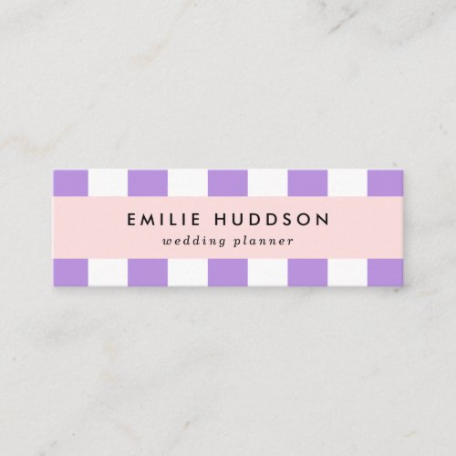 Purple Stripes White Stripes Striped Pattern Mini Business Card