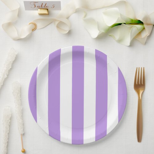 Purple Stripes White Stripes Striped Pattern Paper Plates