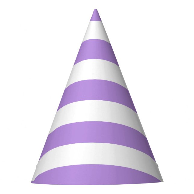 Purple Stripes, White Stripes, Striped Pattern Party Hat (Front)