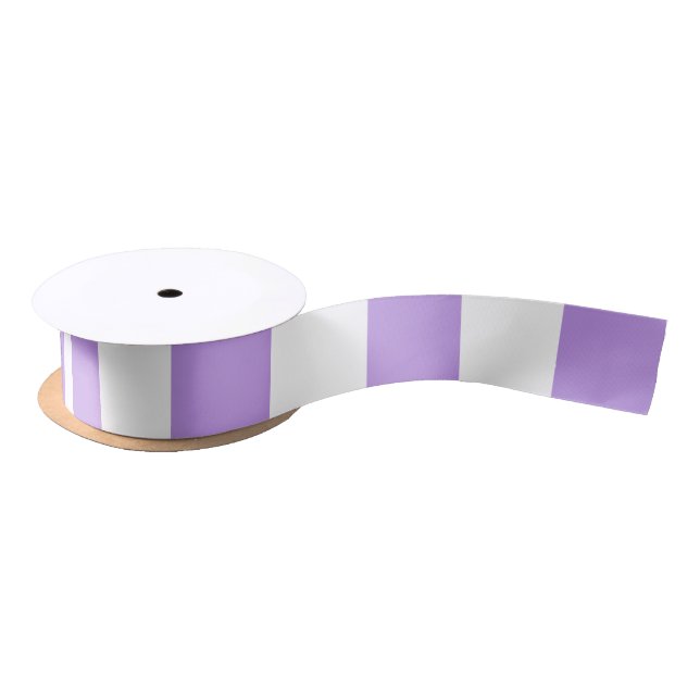 Purple Stripes, White Stripes, Striped Pattern Satin Ribbon (Spool)