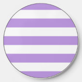 Purple Stripes, White Stripes, Striped Pattern Wireless Charger (Front)