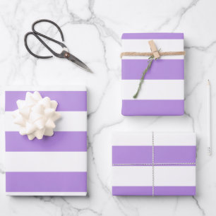 Purple Stripes, White Stripes, Striped Pattern Wrapping Paper Sheets