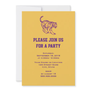 Purple Stripes Wild Cat Tiger Generic Party Invitation