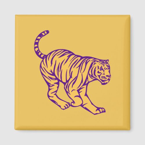 Purple Stripes Wild Cat Tiger Illustration Magnet