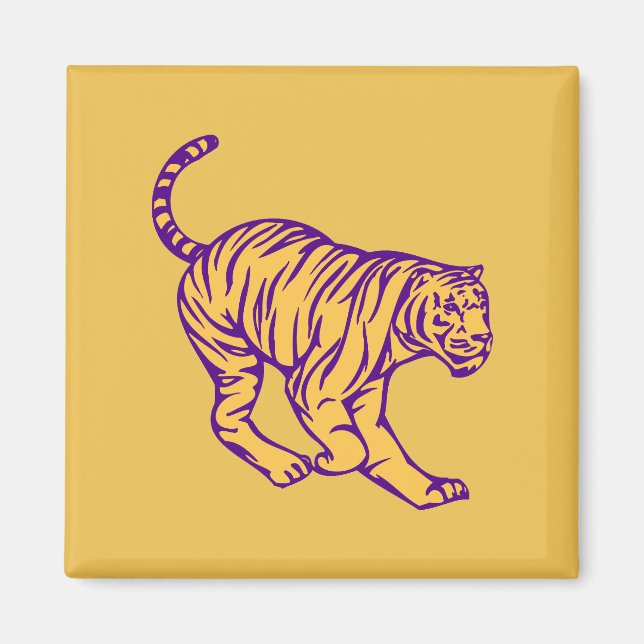 Purple Stripes Wild Cat Tiger Illustration Magnet (Front)