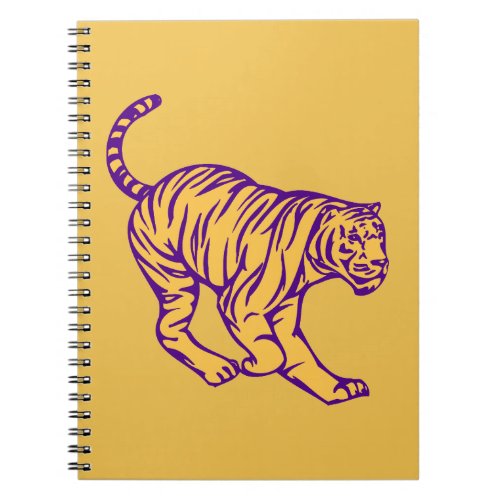 Purple Stripes Wild Cat Tiger Illustration Notebook