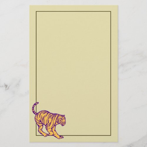 Purple Stripes Wild Cat Tiger Illustration Stationery