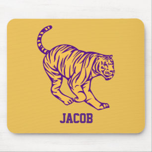 Purple Stripes Wild Cat Tiger Personalized Mouse Pad