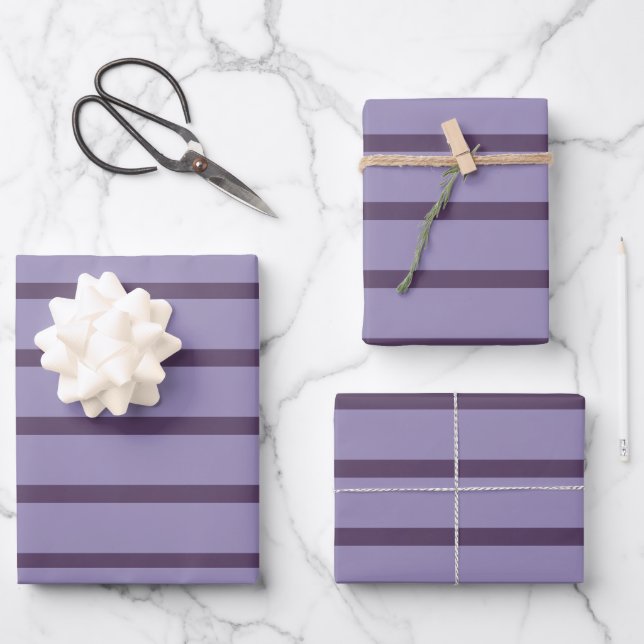 Purple Stripes  Wrapping Paper Sheets (Front)