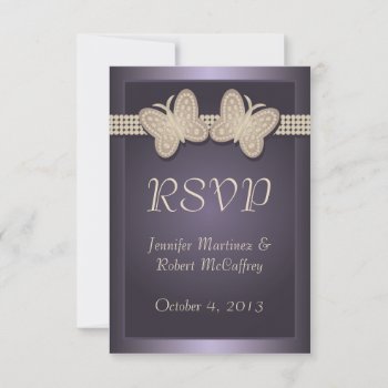 Purple Studded Butterfly Wedding Rsvp Card by youreinvited at Zazzle