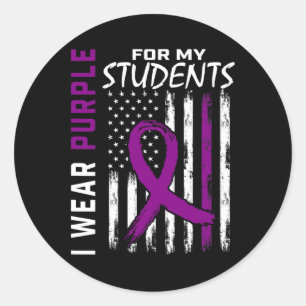 Purple Students Special Ed Teacher Epilepsy Awaren Classic Round Sticker