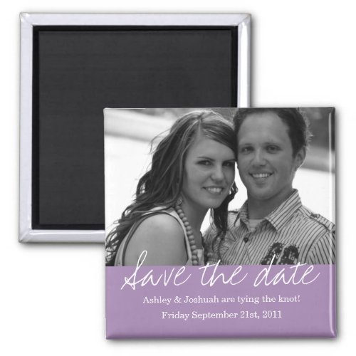 Purple Style Save The Date Photo Magnet