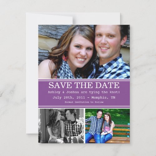 Purple Stylish Design Save The Date Announcements