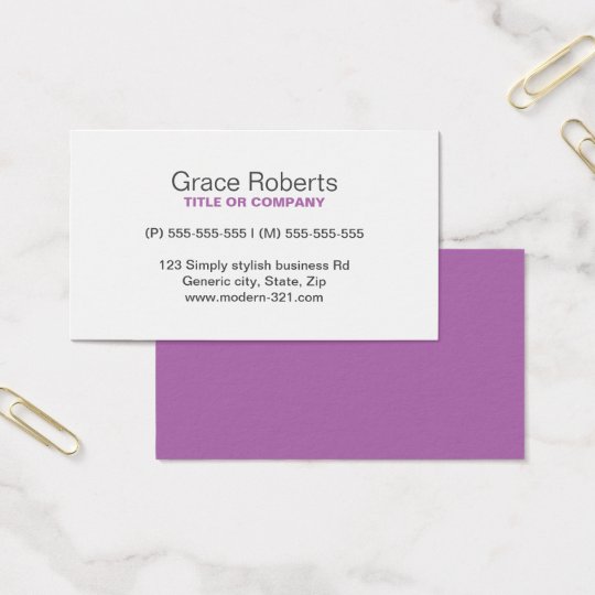 Purple stylish generic simple elegant personal business card