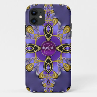 Purple Stylish Satin Lace Art Monogram iPhone Case