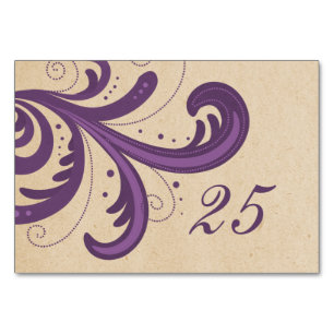 Purple Stylish Swirls Table Card