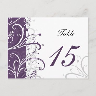 purple stylish Table Numbers postcards