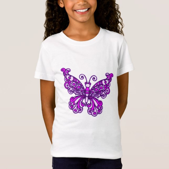 Purple stylized butterfly kids t-shirt (Front)