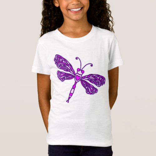 Purple stylized dragonfly kids t_shirt