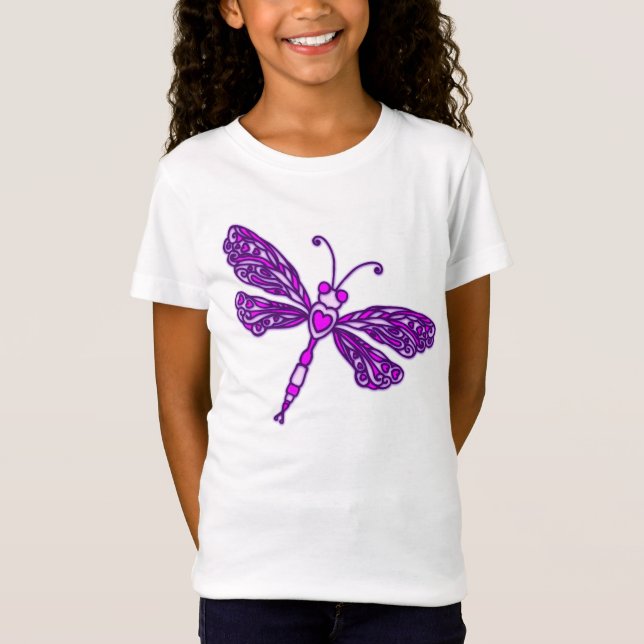 Purple stylized dragonfly kids t-shirt (Front)