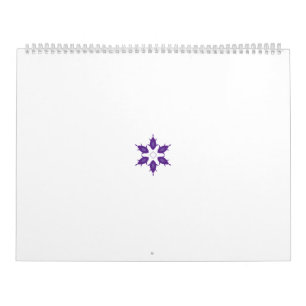 Purple, stylized floral mandala design on a dark b calendar