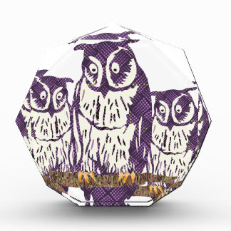 Purple Stylized Geometric Owl Family Acrylic Award