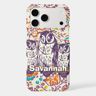 Purple Stylized Geometric Owl Family iPhone 17 Pro Max Case