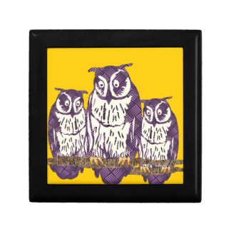 Purple Stylized Geometric Owl Family Keepsake Box